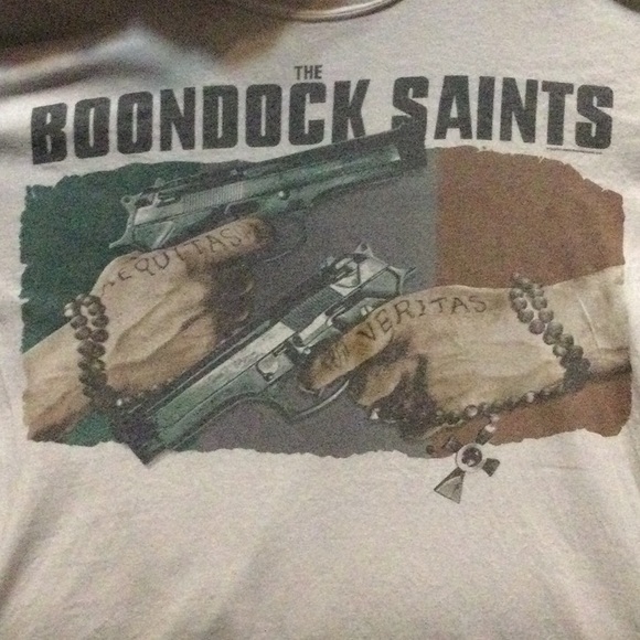 Vintage The Boondock Saints short sleeve shirt Aequitas veritas measurements - Picture 2 of 8